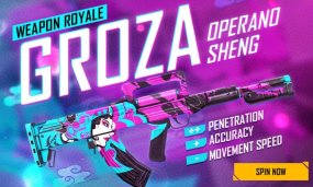 Free Fire New Weapon Royale August: Groza Operano Sheng Skin
