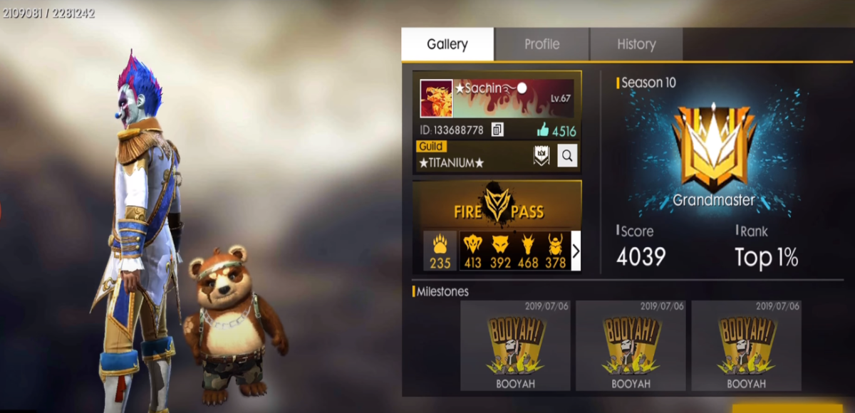 free fire grandmaster profile