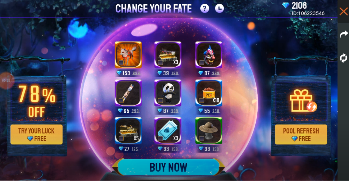 Get Great Discounts In Free Fire Change Your Fate Event