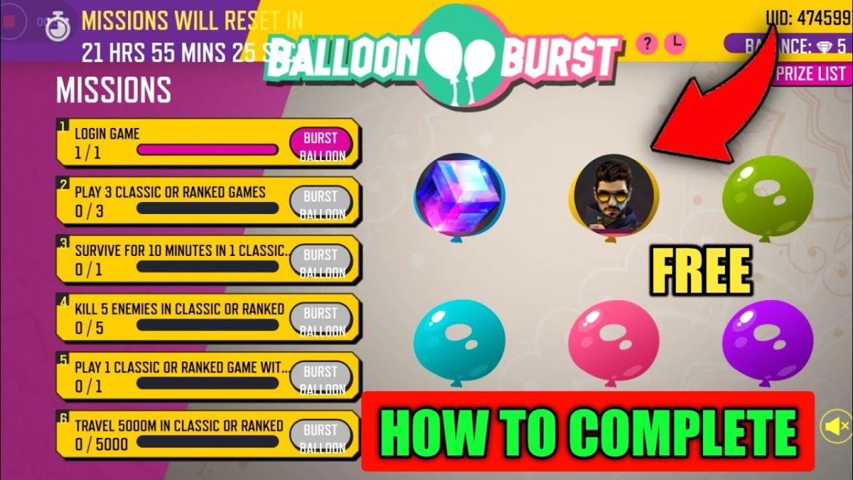 Free Fire Balloon Burst Event: Winning Valuable Prizes Has ...