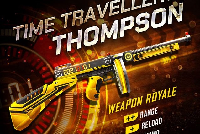 The First Free Fire Thompson Gun Skin The Time Travelers Thompson Is Coming To Weapon Royale