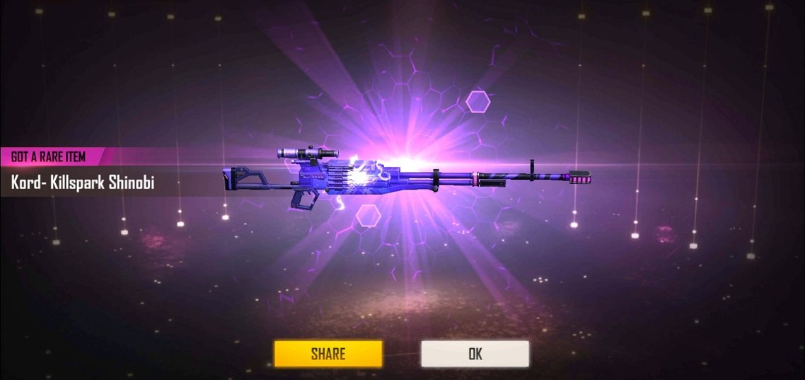 Free Fire New Weapon Royale: Get Kord Killspark Shinobi Skin Free!