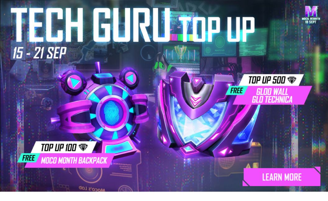 Free Fire Tech Free Fire Tech Guru Top Up: Get The Moco Month Backpack And Glo ...