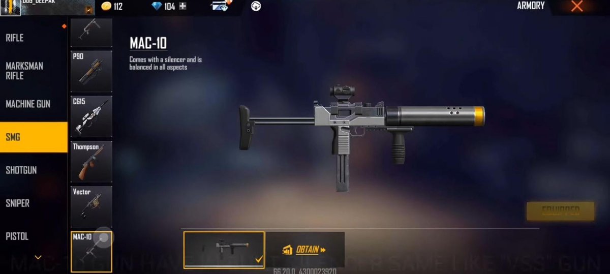 Free Fire OB31 Leak: New MAC-10 SMG With Built-In Silencer