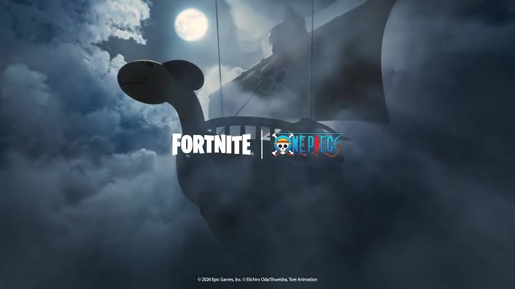Hình ảnh quảng bá Fortnite x One Piece với tàu Going Merry.