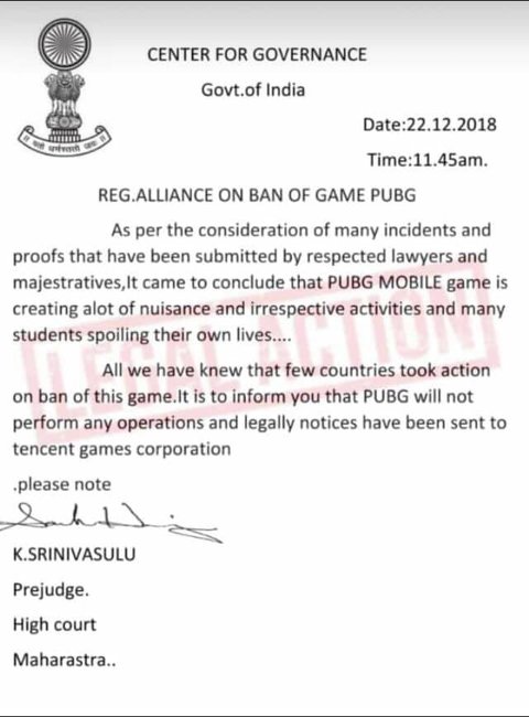 Pubg Mobile India Ban 1545749551749