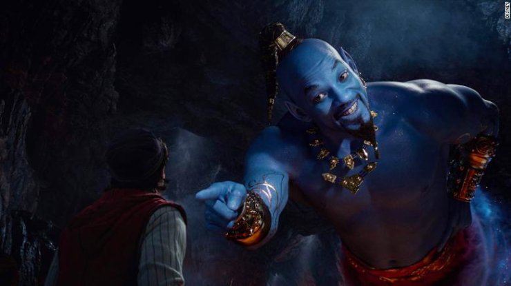 Genie is blue and big