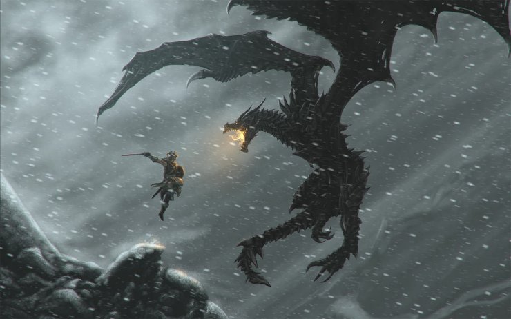 The Elder Scrolls V Skyrim Dragon Fight Desktop Wa