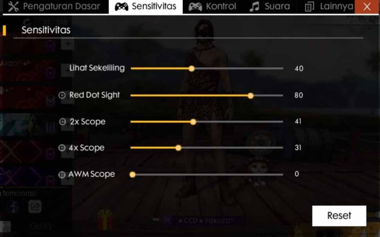 free fire joystick setting