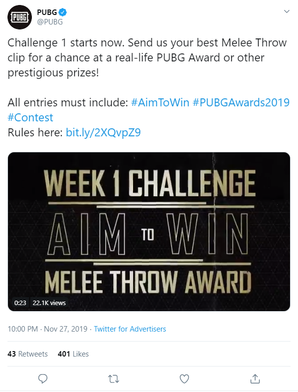 Pubg Awards 2019 Aim To Win Challenge