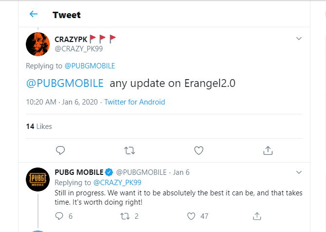 Pubg Mobile Replied About Erangel 2 0