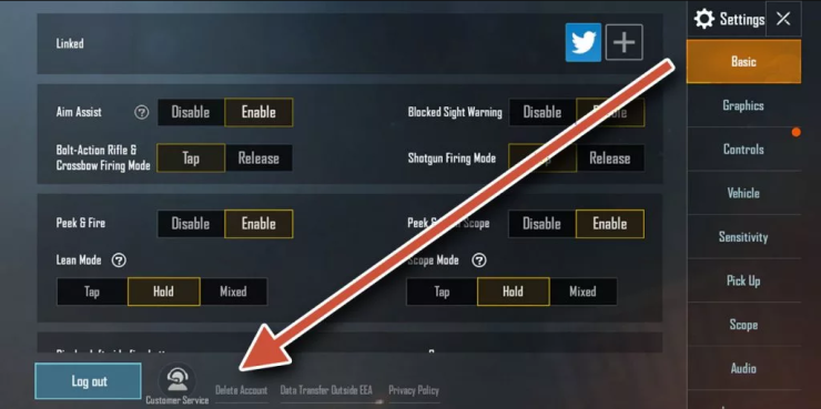 Delete Account Button In Pubg Mobile