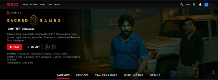 Sacred Game on Netflix