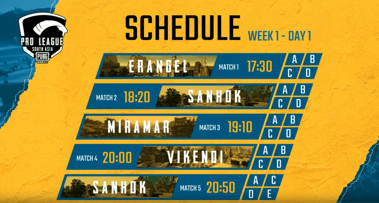 Pmpl 2020 Schedule Week 1 Day 1