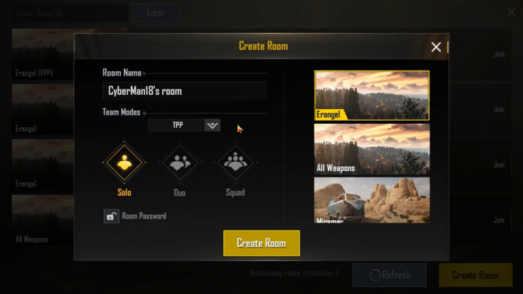  Create Custom Room Pubg Mobile