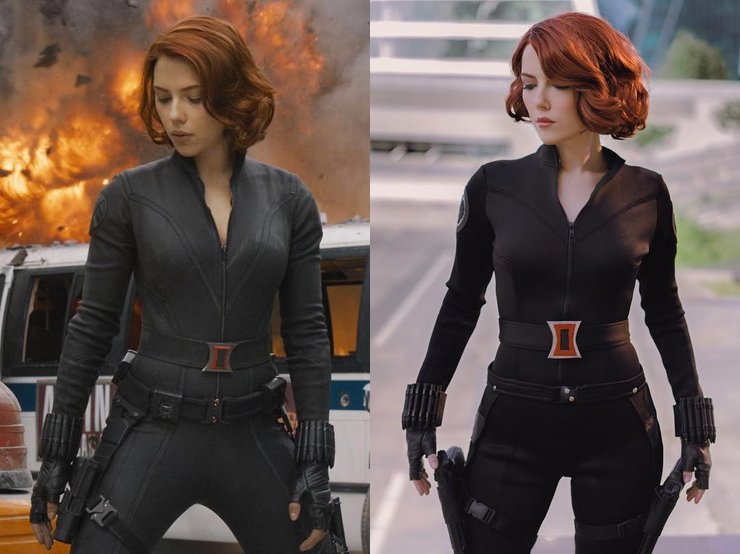 Beautiful Black Widow Cosplay