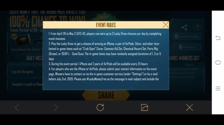 Lucky Money Tree Pubg Mobile rule