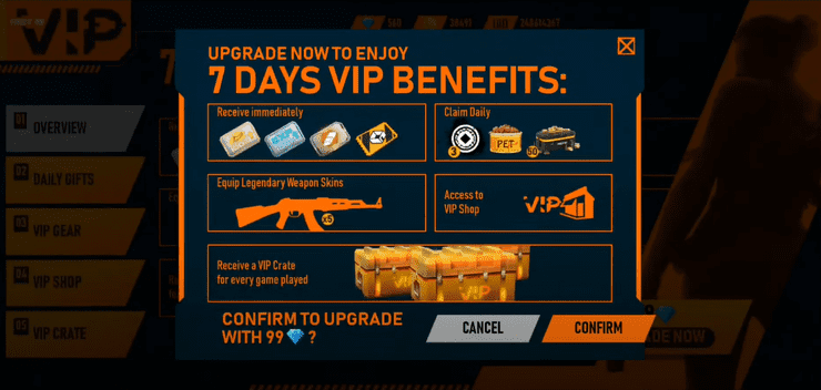 Free Fire Introduce Vip Event With A Lot Of Benefits