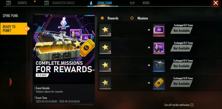 A Guide On How To Complete Free Fire Spine Punk New Event