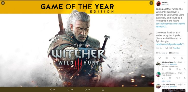 The Witcher 3 May Be The Next Free Deal On Epic Games Store