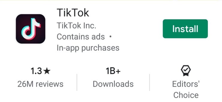 tiktok 1 rating