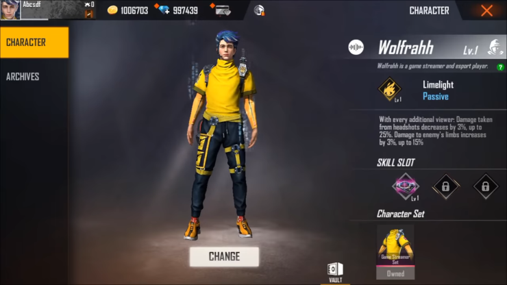 Free Fire Wolfrahh Age Story Background Special Ability Screenshots Etc