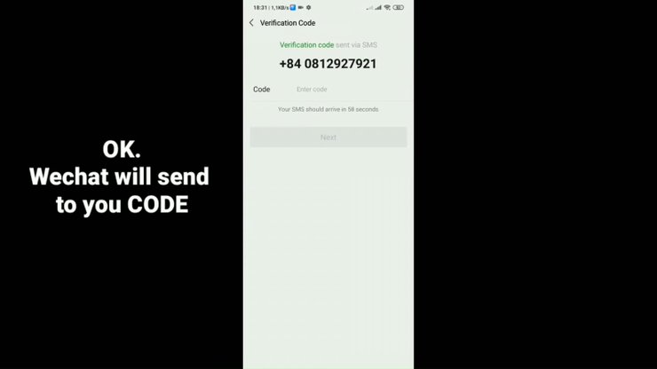 wechat sms code