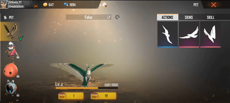 Free Fire Falco Pet Name Style: Choose The Best Name For ...