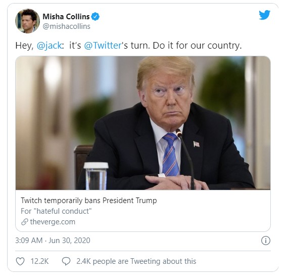 Twitch banned Donald Trump