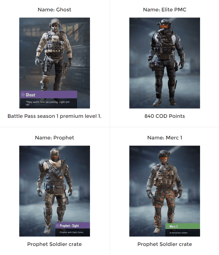 Cod Mobile Character Skins 23