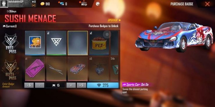 Level 15 rewards - Sports Car Oni Devil