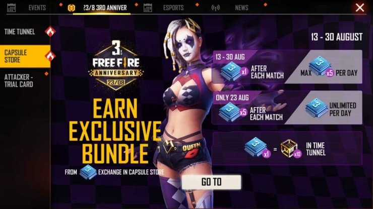 Free Fire 3rd Anniversary Blue Chip Event 