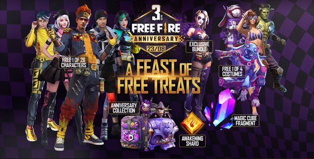 Garena Free Fire Anniversary Roadmap Free Characters 1 Diamond Pet Top Up And Many Other Events