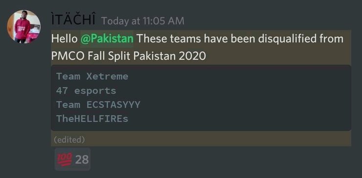 Pmco Fall Split Pakistan Banned Teams