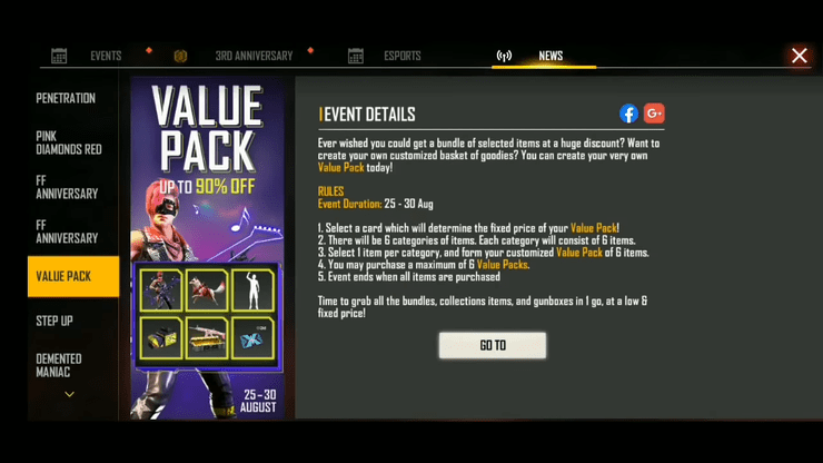 Free Fire New Value Pack Event Full Detailshow To