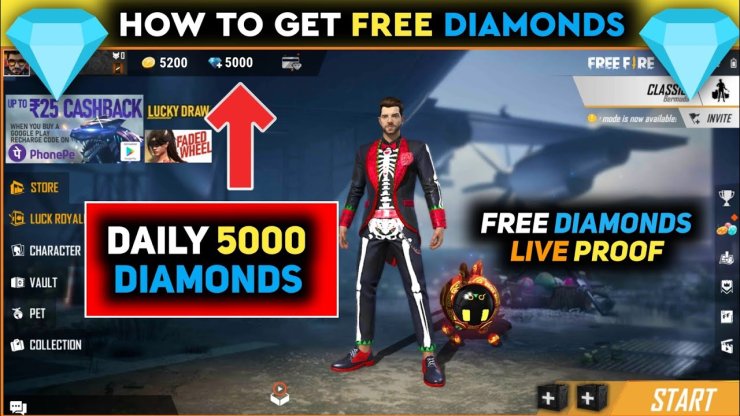 how to get diamonds in the free fire