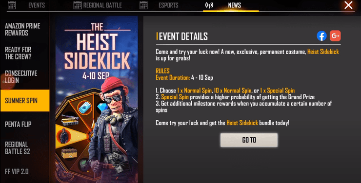 New The Heist Sidekick Event Details