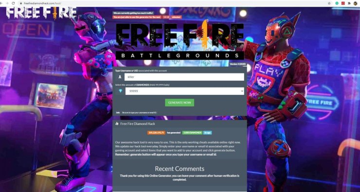 Free Fire Diamond Hack Dotkom Official Garena Free Fire Diamond Hack Website Or Top Online Scam In Disguise