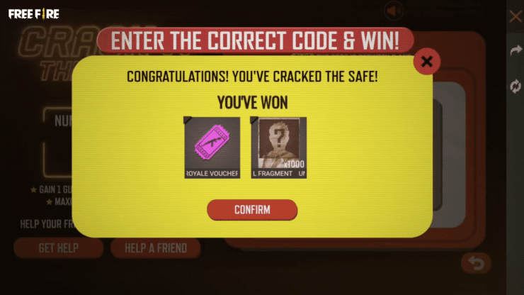 Free Fire Crack The Safe rewards