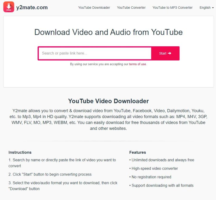 youtube downloader y2 mate