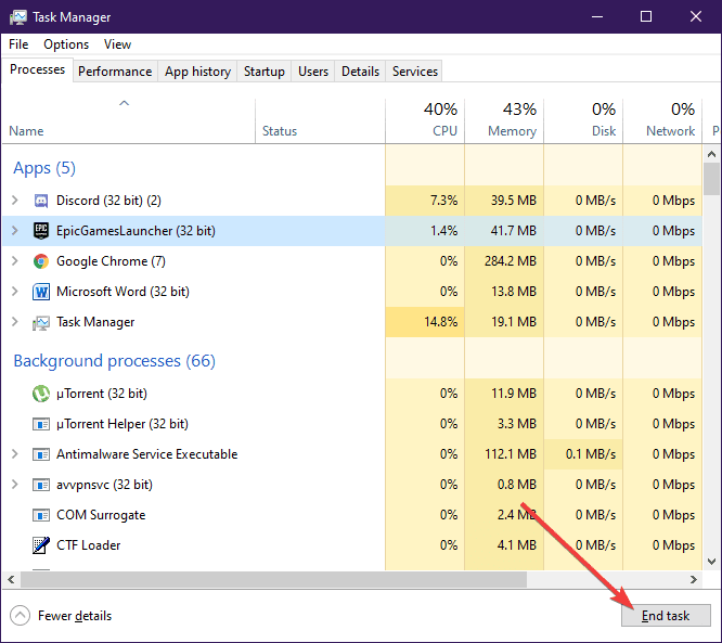 Epic Games Launcher Not Working End Task Manager