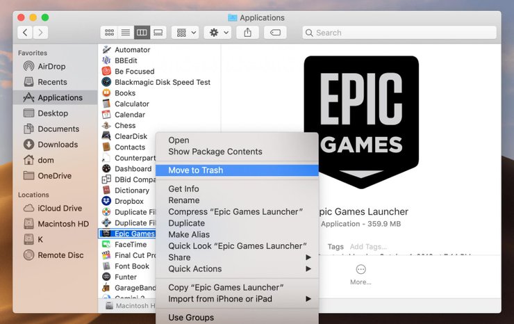 stop epic games launcher on startup mac