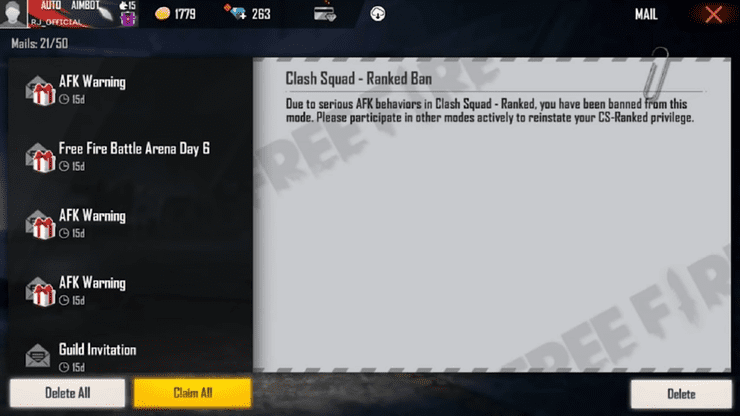 What Is Afk In Freefire Clash Squad Ranked Ban How