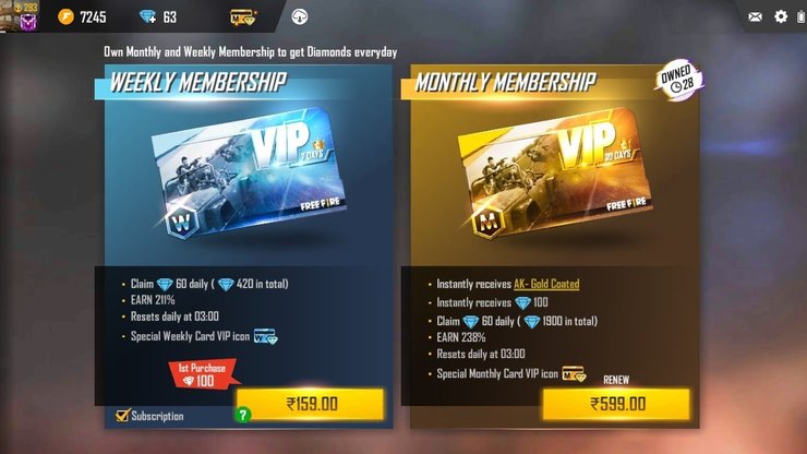 Membership Cards Free Fire