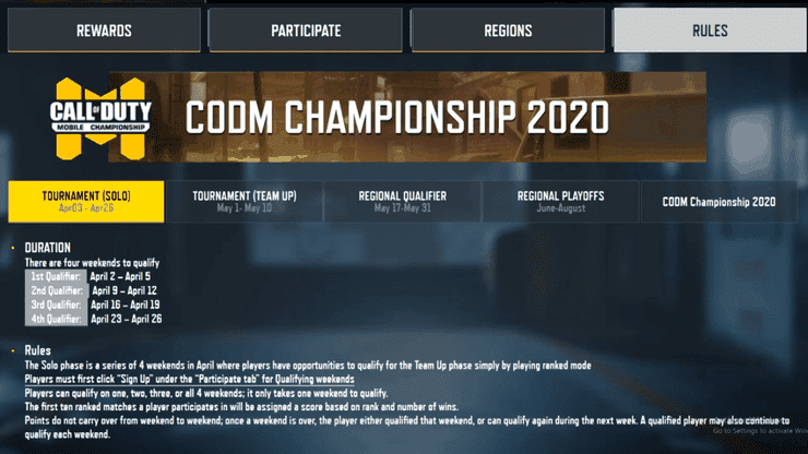 Call Of Duty Mobile World Championship 2020 Detail