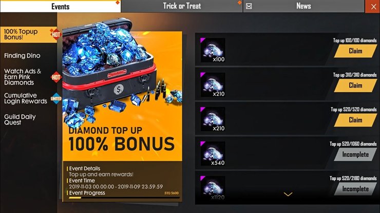 How To Get Free Fire Double Diamond Top Up India In December 2020
