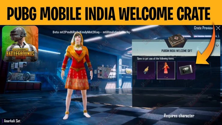 Pubg Mobile India Welcome Gift Crate And Anarkali Set Leaked On Youtube