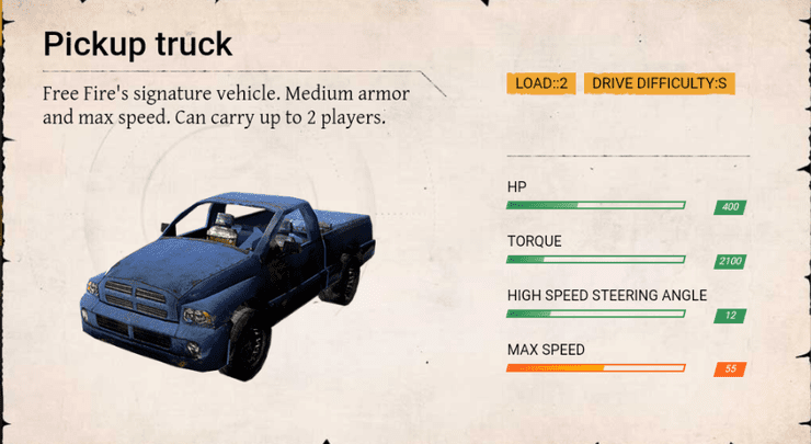 Pickup Truck Free Fire