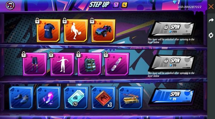 The Step Up event in Free Fire