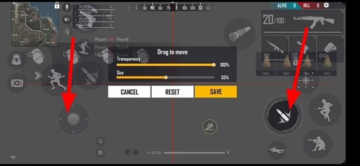 free fire finger claw setting